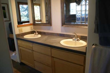 Slate counter tops in both full baths. This master bath has a large private sleeping deck!
