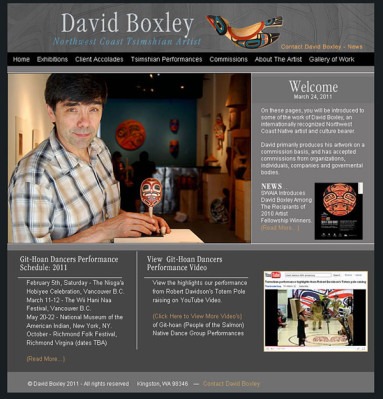 David Boxley Website Design - Index Page